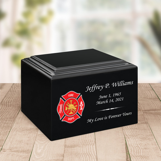 Firefighter Color Emblem Stonewood Cremation Urn