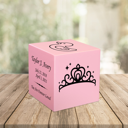 Tiara Baby Infant Child Stonewood Cube Cremation Urn