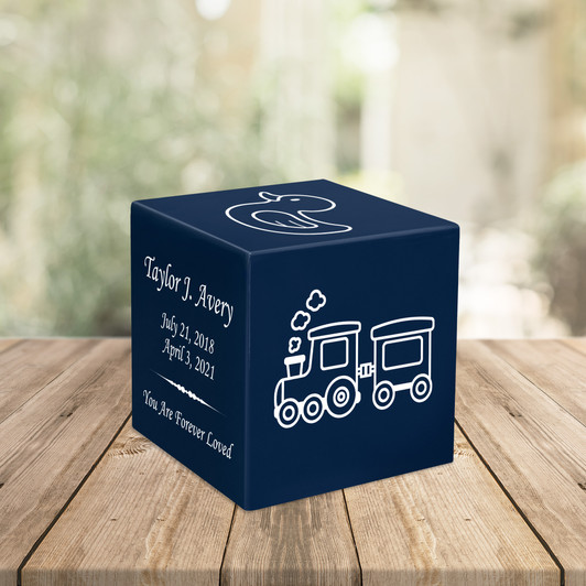 Train Baby Infant Child Stonewood Cube Cremation Urn