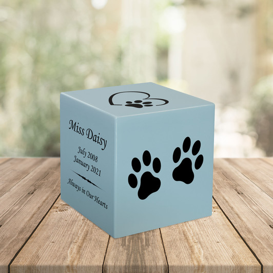 Two Paws Pet Stonewood Cube Cremation Urn