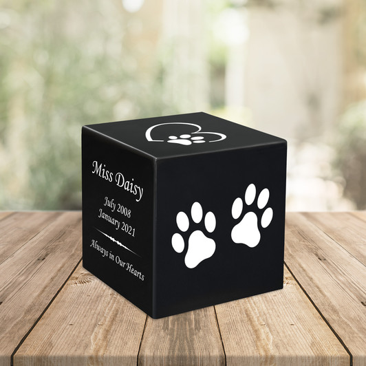 Two Paws Pet Stonewood Cube Cremation Urn