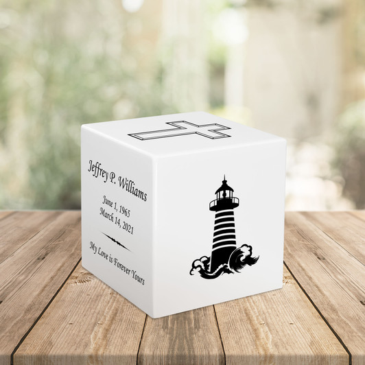 Lighthouse Keepsake Stonewood Cube Cremation Urn