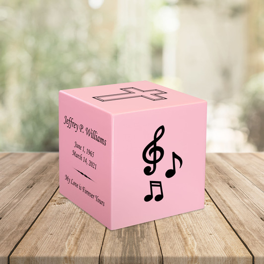 Music Notes Keepsake Stonewood Cube Cremation Urn