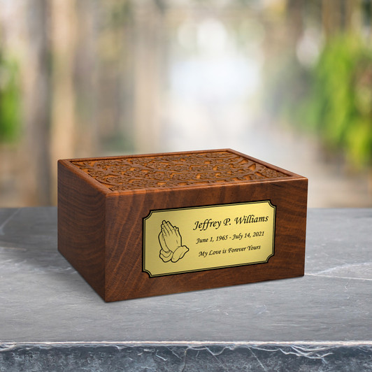 Praying Hands Sheesham Cremation Urn - 4 Sizes