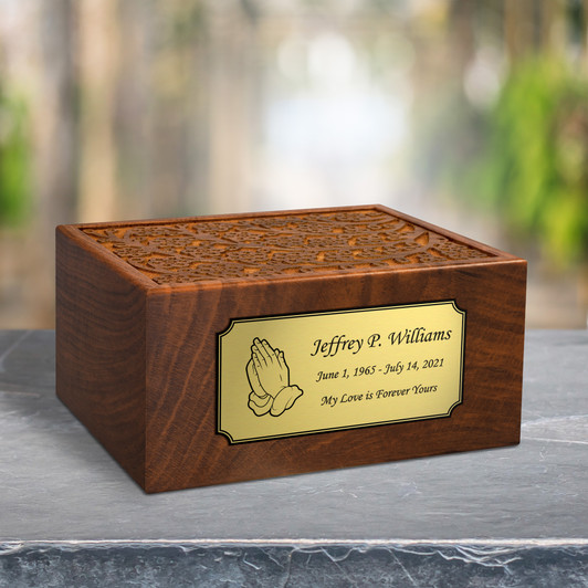 Praying Hands Sheesham Cremation Urn - 4 Sizes