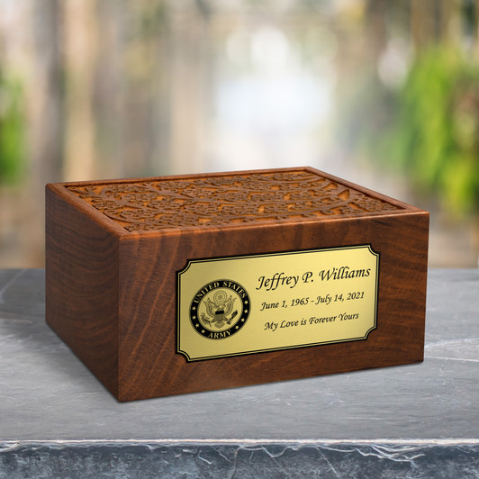 Army Sheesham Cremation Urn - 4 Sizes