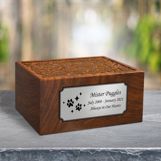 Sparkle Paws Sheesham Pet Cremation Urn - 4 Sizes