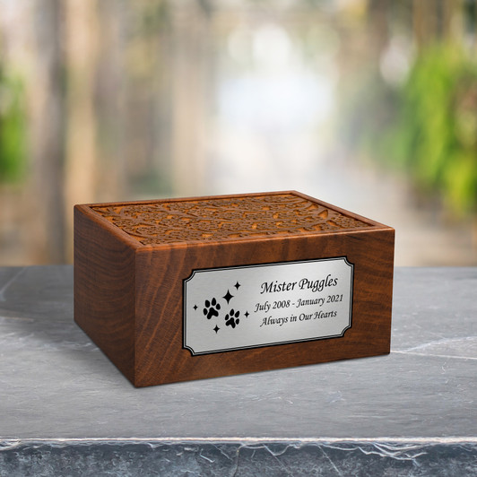 Sparkle Paws Sheesham Pet Cremation Urn - 4 Sizes