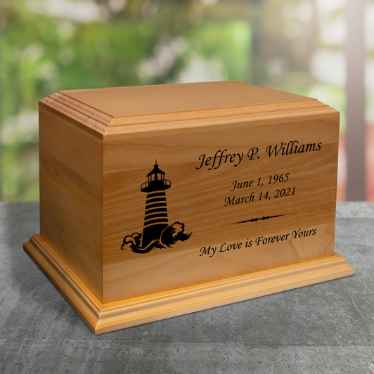 Lighthouse Diplomat Solid Cherry Wood Cremation Urn