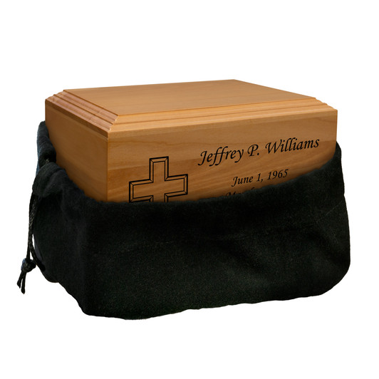 Mitered Cross Diplomat Wood Cremation Urn