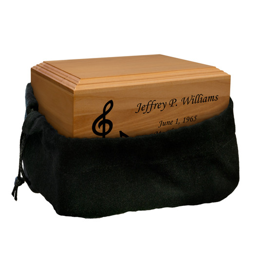 Music Notes Diplomat Wood Cremation Urn