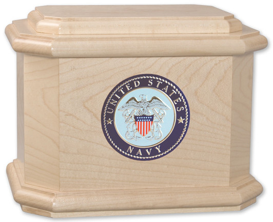 Military Diplomat Maple Wood Cremation Urn With Military Branch Choice