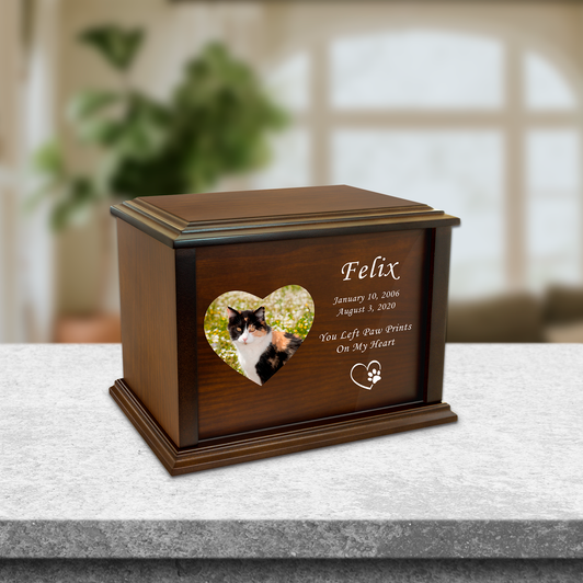 Cat Dedication Custom Photo Wood Cremation Urn