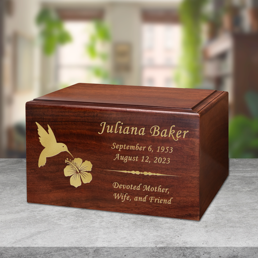 Hummingbird Winston Wood Cremation Urn