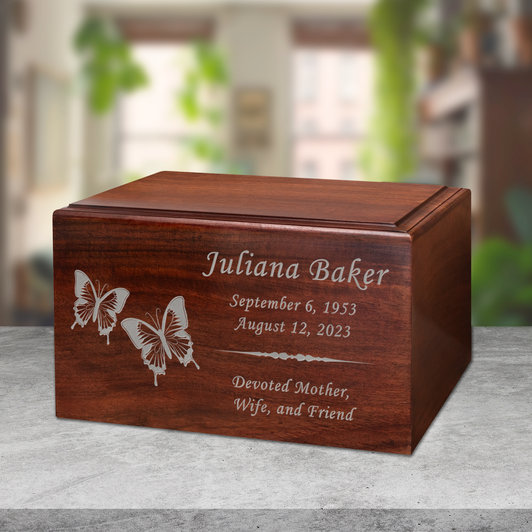 Two Butterflies Winston Wood Cremation Urn
