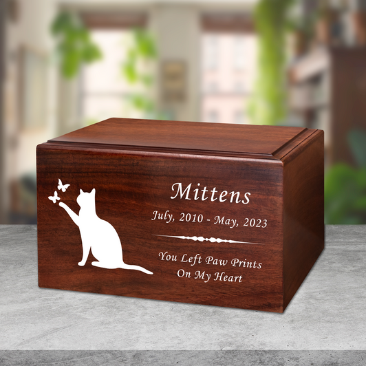 Cat with Butterflies Pet Winston Cremation Urn