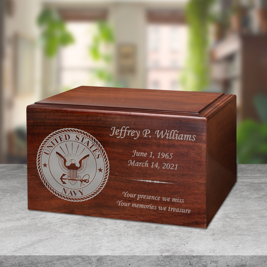 Navy Winston Wood Cremation Urn