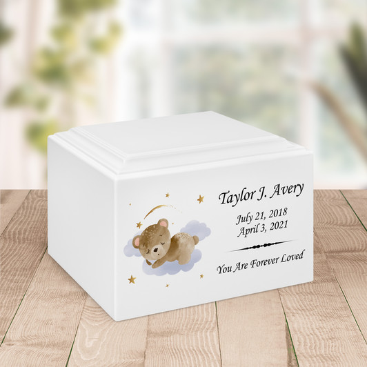 Teddy Bear Clouds Baby Infant Child Watercolor Stonewood Cremation Urn
