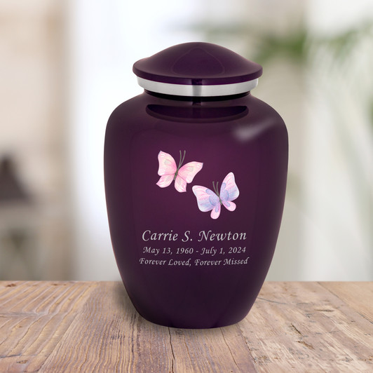 Two Butterflies Watercolor Cremation Urn