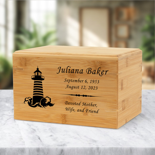 Lighthouse Renewable Bamboo Wood Cremation Urn