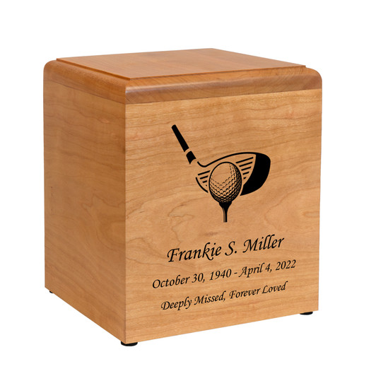 Golf Brunswick Solid Cherry Wood Cremation Urn