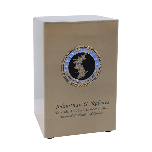 Korean War Veteran Hero Medallion Pewter Finish Beaumont Cremation Urn