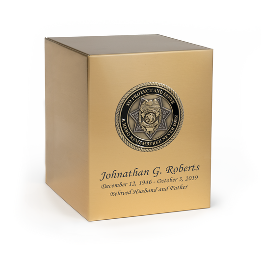 Police Hero Medallion Bronze Snap Top Cremation Urn