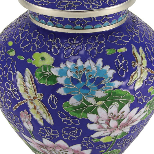 Filigree Lily Dragonfly Cloisonné Cremation Urn - Case of 8