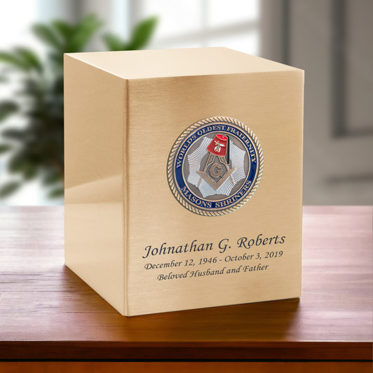 Freemason Shriners  Hero Medallion Bronze Cremation Urn