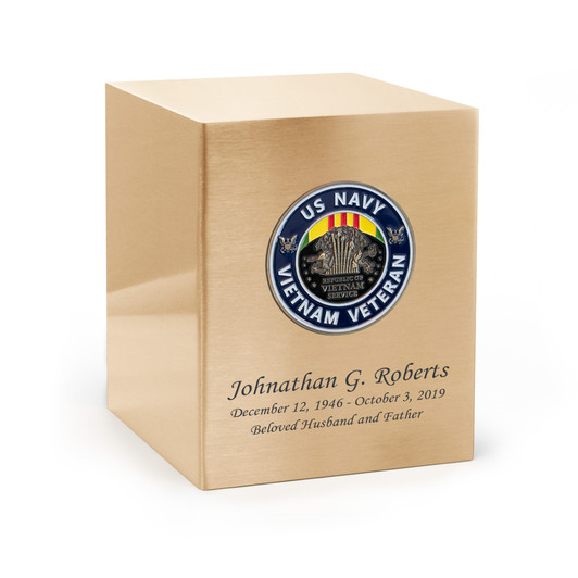 Navy Vietnam Veteran Hero Medallion Bronze Cremation Urn