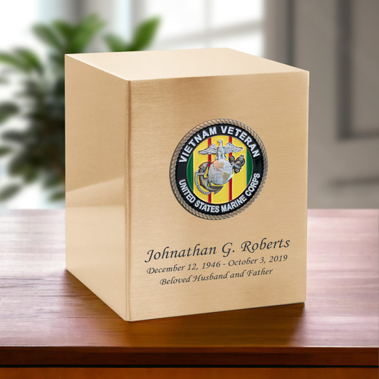 Marine Corps Vietnam Veteran Hero Medallion Bronze Cremation Urn