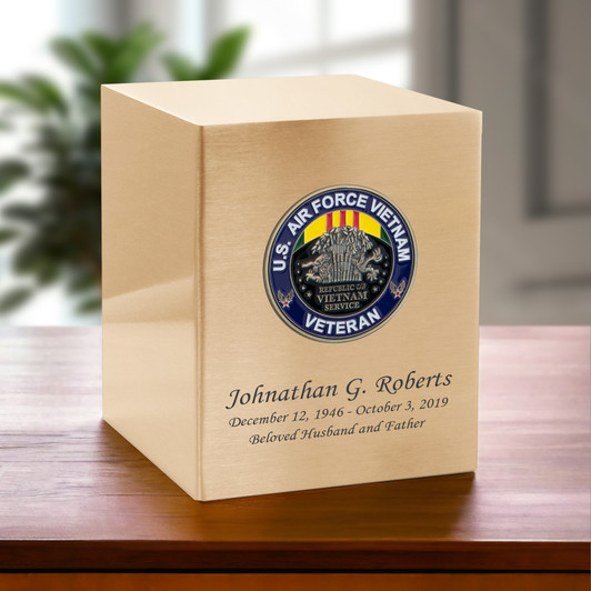 Air Force Vietnam Veteran  Hero Medallion Bronze Cremation Urn