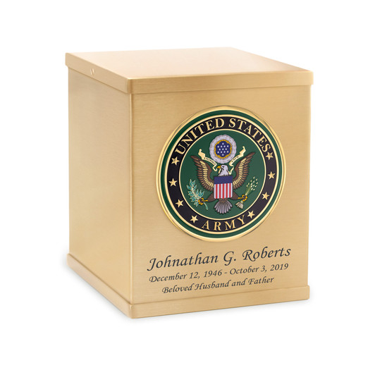 Army Green Emblem Bronze Overlap Top Cremation Urn