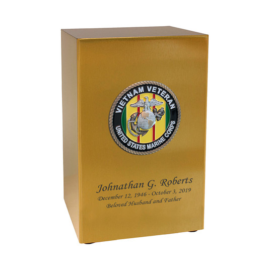 Marine Corps Vietnam Veteran Hero Medallion Bronze Finish Beaumont Cremation Urn