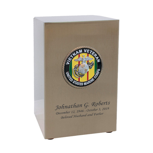 Marine Corps Vietnam Veteran Hero Medallion Pewter Finish Beaumont Cremation Urn