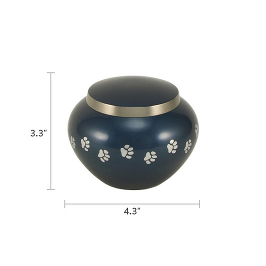 Paw Print Odyssey Moonlight Blue Classic Vase Style Pet Cremation Urn - Case Quantity