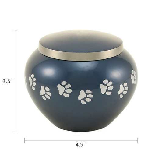 Paw Print Odyssey Moonlight Blue Classic Vase Style Pet Cremation Urn - Case Quantity