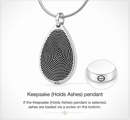 Tear Drop Custom Fingerprint Memorial Jewelry Necklace