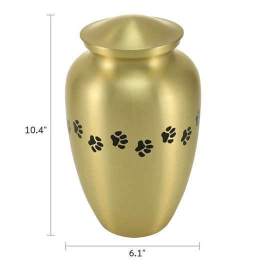 Paw Print Gold Classic Vase Style Pet Cremation Urn