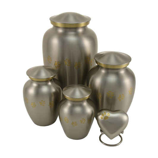 Paw Print Pewter Classic Vase Style Pet Cremation Urn