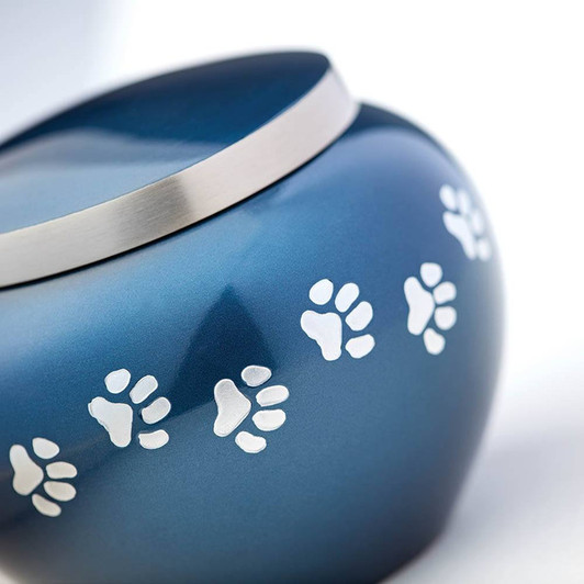 Paw Print Odyssey Moonlight Blue Classic Vase Style Pet Cremation Urn