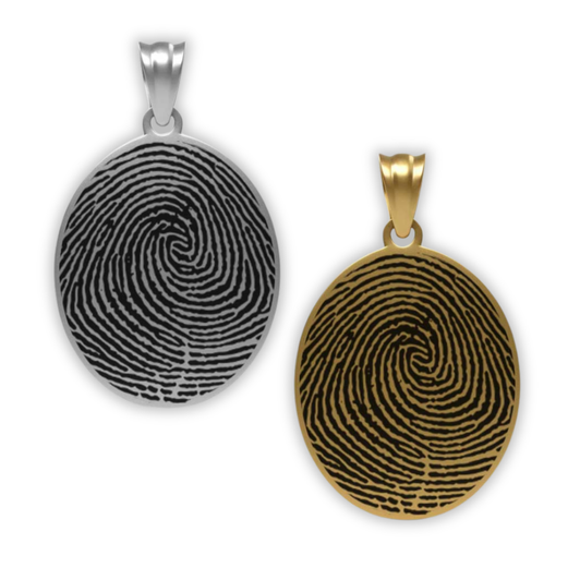 Oval Custom Fingerprint Memorial Jewelry Necklace
