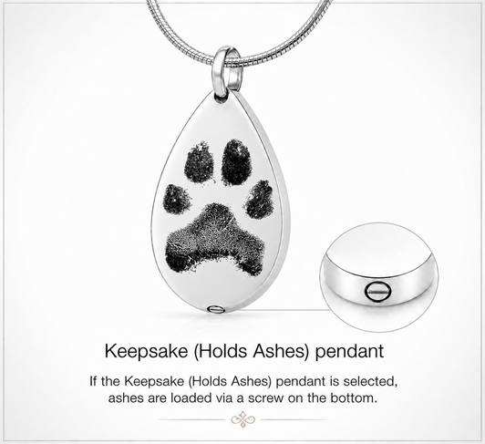 Tear Drop Custom Paw Print / Nose Print Pet Memorial Necklace