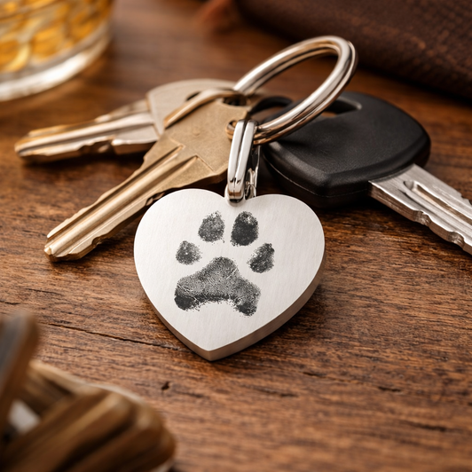 Custom Paw Print / Nose Print Pet Memorial Key Chain
