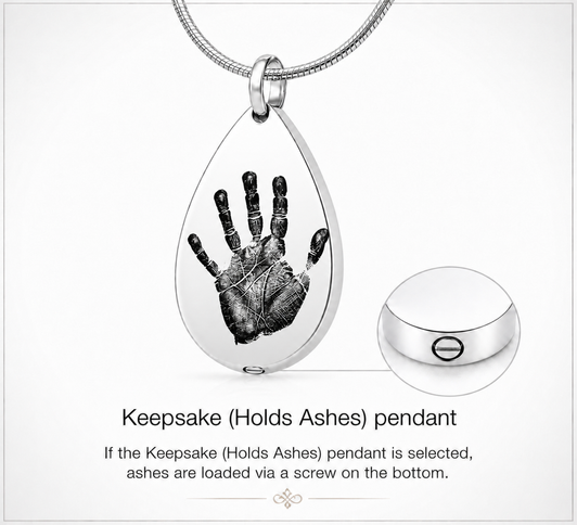 Tear Drop Custom Hand Print / Foot Print Baby Infant Memorial Necklace