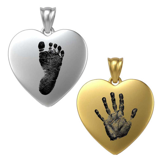 Heart Custom Hand Print / Foot Print Baby Infant Memorial Necklace