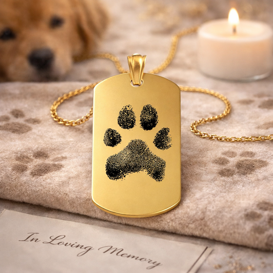 Dog Tag Custom Paw Print / Nose Print Pet Memorial Necklace