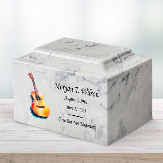 Guitar Watercolor Classic Cultured Marble Cremation Urn
