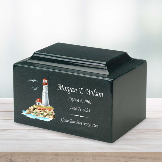 Lighthouse Watercolor Classic Cultured Marble Cremation Urn