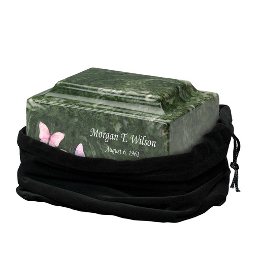 Two Butterflies Watercolor Classic Cultured Marble Cremation Urn